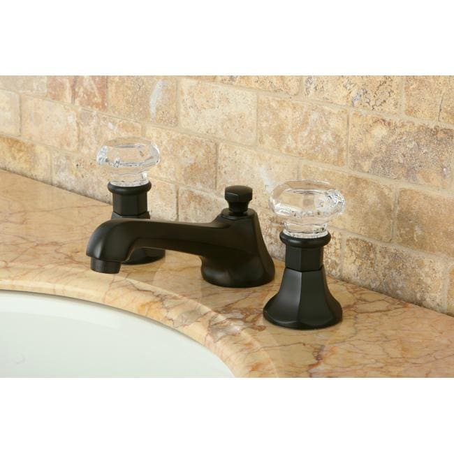 Kingston Brass Crystal Handle Oil Rubbed Bronze Widespread Bathroom Faucet