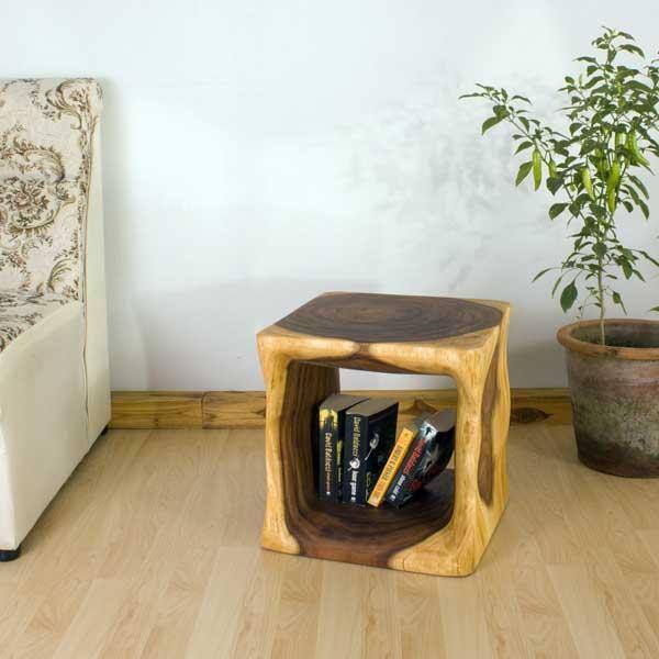Handmade Monkey Pod Wood 16-inch Cube End Table (Thailand)