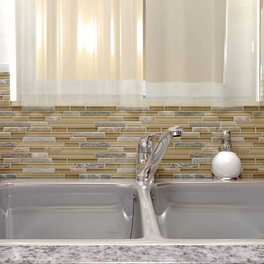 Merola Tile 11.625x11.75-inch Reflections Piano Suffolk Stone and Glass Mosaic Wall Tile (5 tiles/4.75 sqft.)