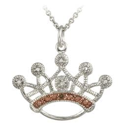 DB Designs Rose Gold over Sterling Silver Champagne Diamond Accent Crown Necklace DB Designs Diamond Necklaces