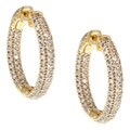 Gold-Over-Silver Cubic Zirconia Clip-In Hoop Earrings