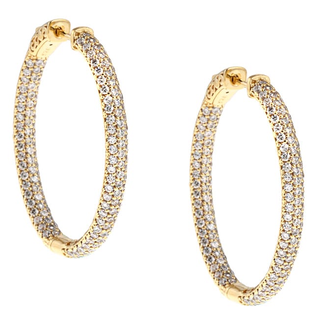 Gold Over Silver Pave Cubic Zirconia Hoop Earrings Free Gold Over Silver Pave Cubic Zirconia Hoop Earrings