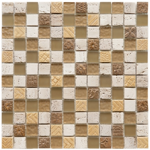 Shop SomerTile 12x12-inch Basilica Milano Stone and Glass Mosaic Wall ...