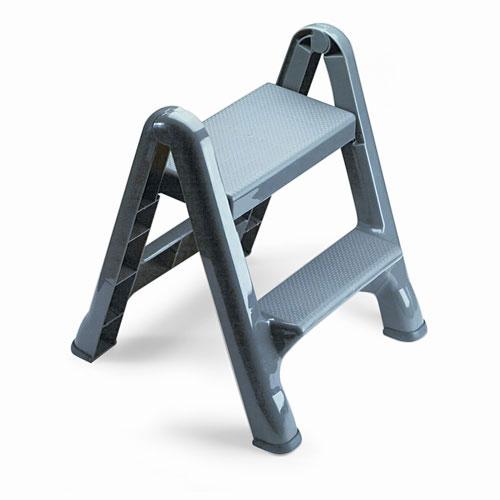 Rubbermaid 2 step Folding Plastic Step Stool (Dark grey Lightweight Resists rust and dentsFolds to 6.625 inches deep for easy transport and storageWide, textured nonslip stepsSkid resistant feetMaterials PlasticDimensions 18.87 inches wide x 22.87 inche