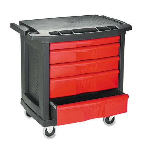 Rubbermaid Black Plastic Top Five drawer Mobile Work Center