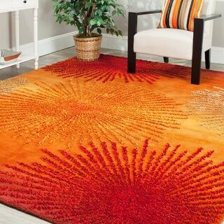 Orange Round Oval Square Area Rugs For Less Safavieh Handmade Soho Burst Rust New Zealand Wool Rug 6 Square
