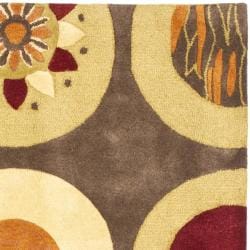 Handmade Soho Brown/ Multi New Zealand Wool Rug (6' Square) Safavieh Round/Oval/Square