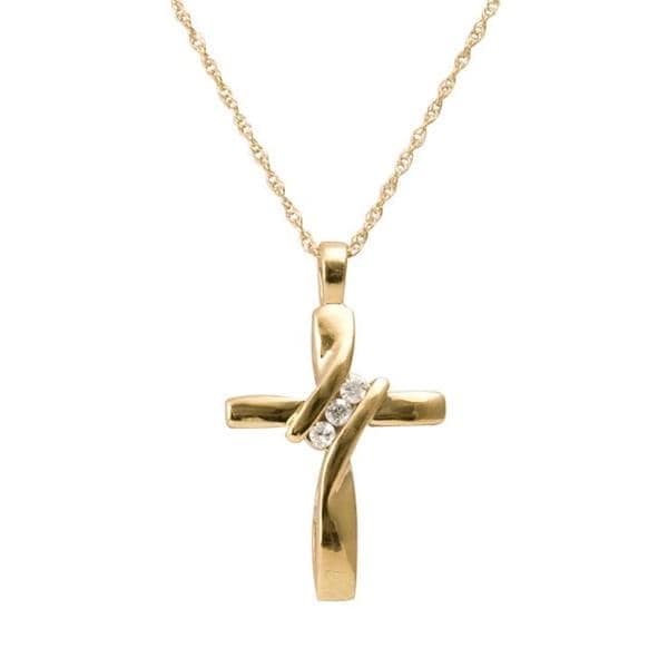 PalmBeach 10k Yellow Gold Diamond Cut Cross Pendant Tailored