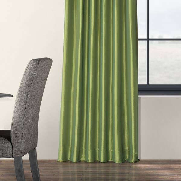 Shop Exclusive Fabrics Fern Green Solid Faux Silk Taffeta Curtain