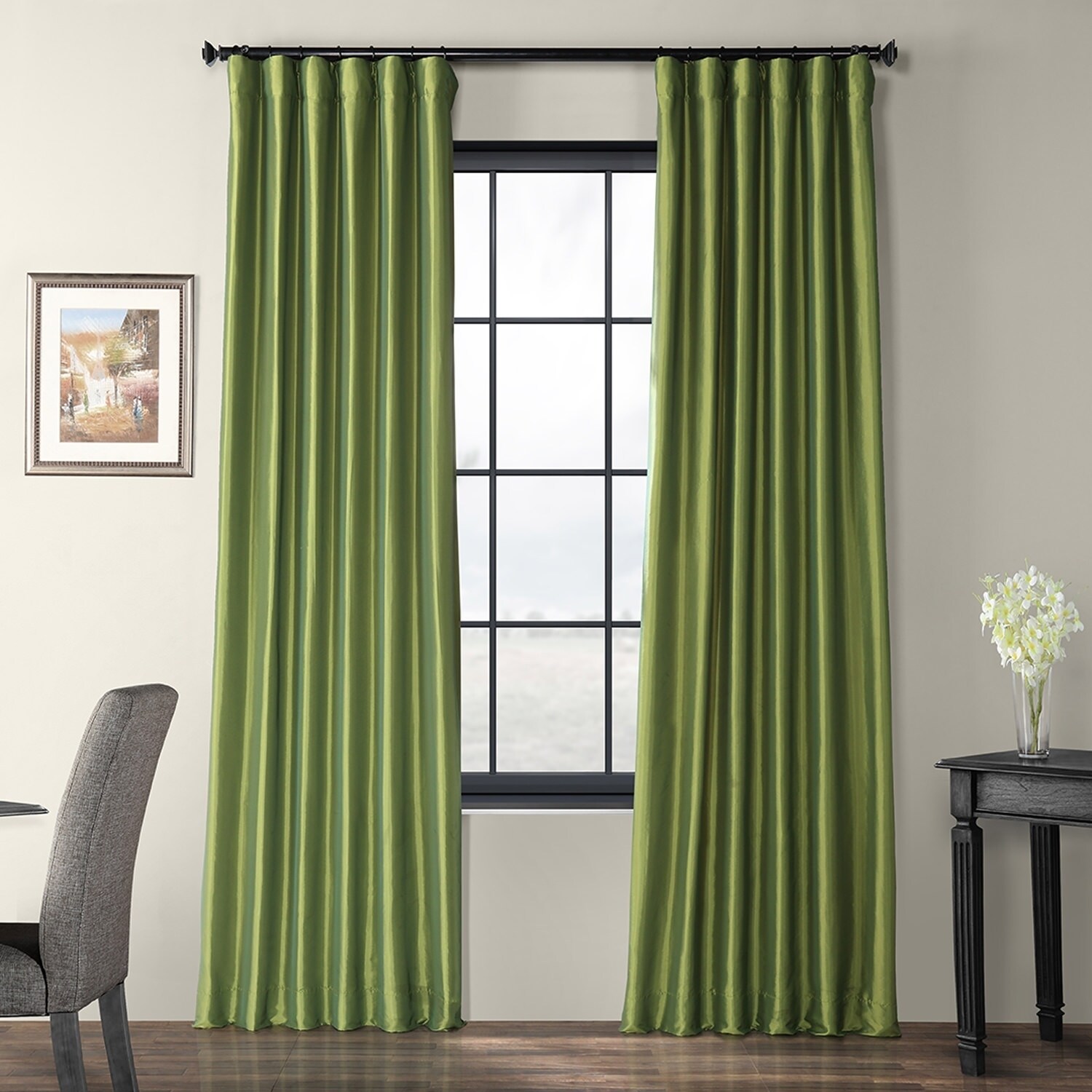 Set 2 Faux Silk Solid Ivory Window Curtains Panels Drapes Pair 108 inch Elegant