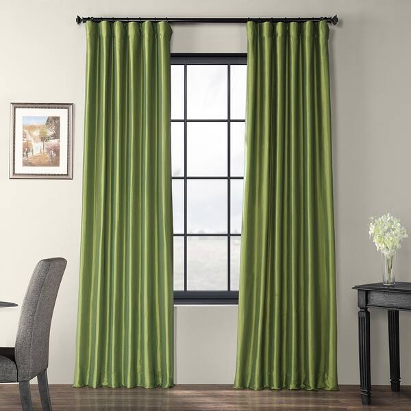 Shop Exclusive Fabrics Fern Green Solid Faux Silk Taffeta Curtain
