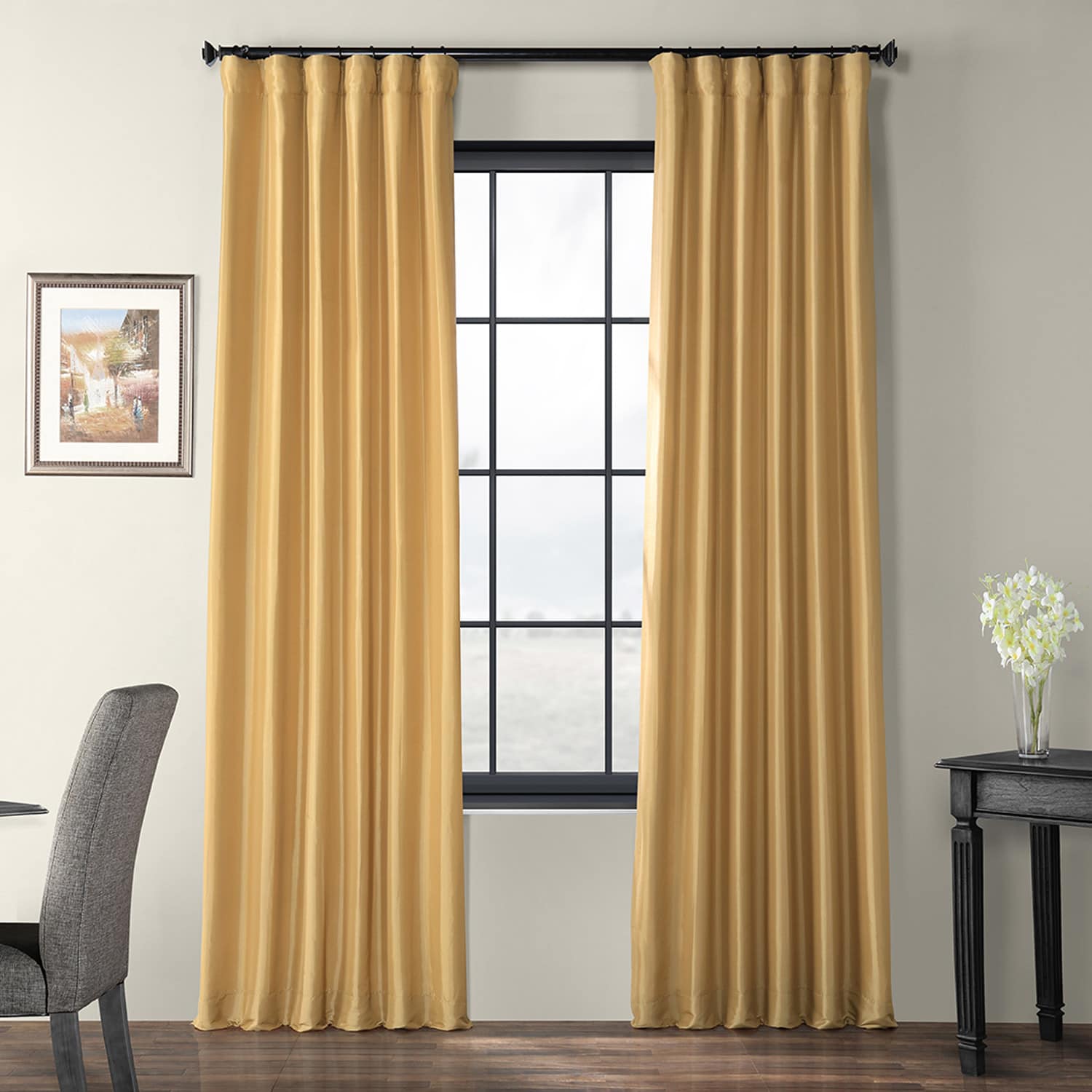 Honey Faux Silk Taffeta Curtain Panel