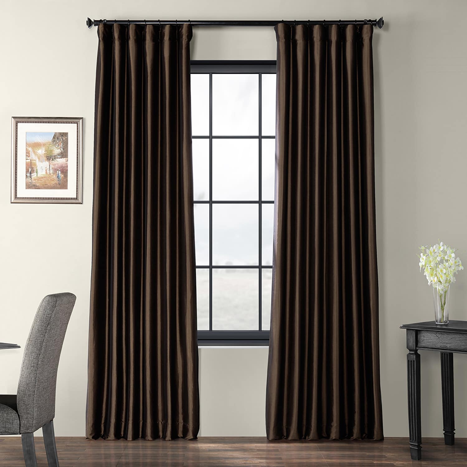 Exclusive Fabrics Paprika Faux Silk Taffeta Curtain (1 Panel)