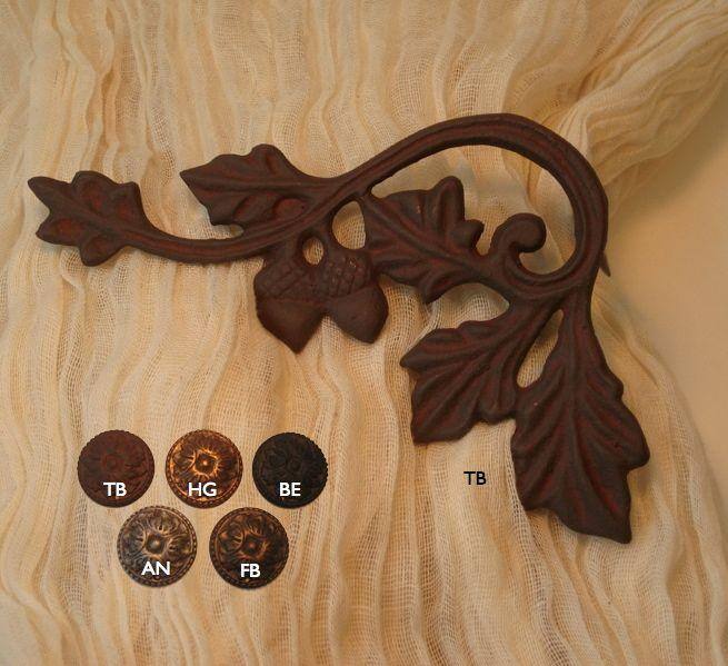 Oak Leaf Scroll Curtain Holdbacks/Scarf Holders (Pack of 2)