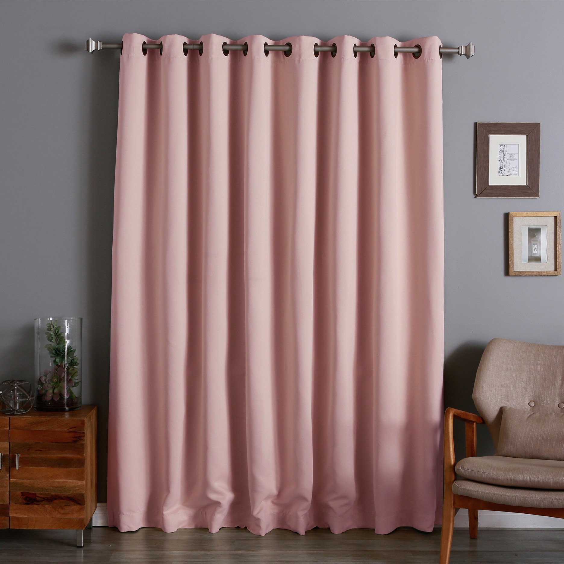 Set of 1 Panel 84 W x 96 L Blackout Curtains for Boys Bedroom Double Layers Grommet Top Window Curtain with Liner Beige and Tan Linen Blackout Curtain 96 Inches Long 