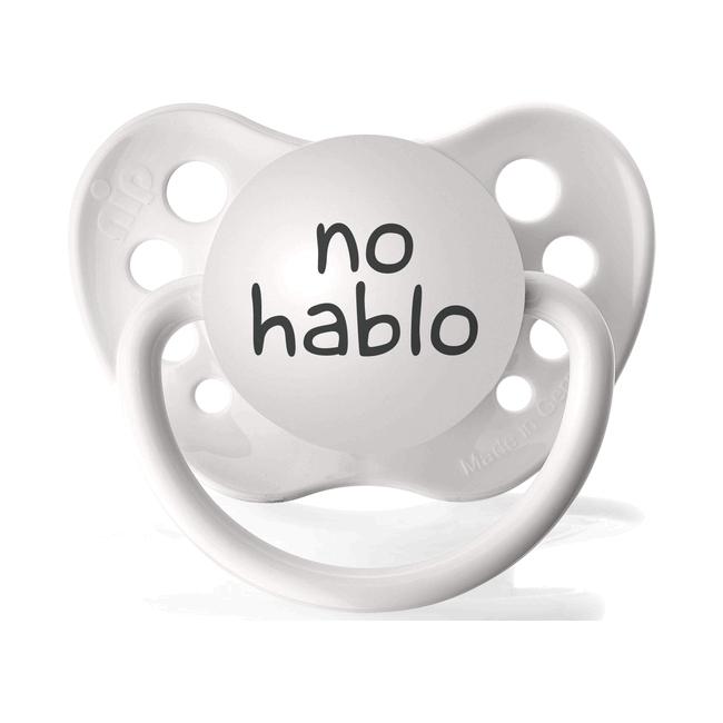 Shop Personalized Pacifers No Hablo Pacifier in White Free Shipping