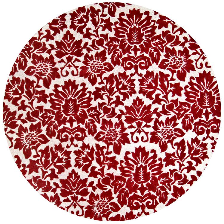 Hand tufted Fenway Red Wool Rug (8 Round)