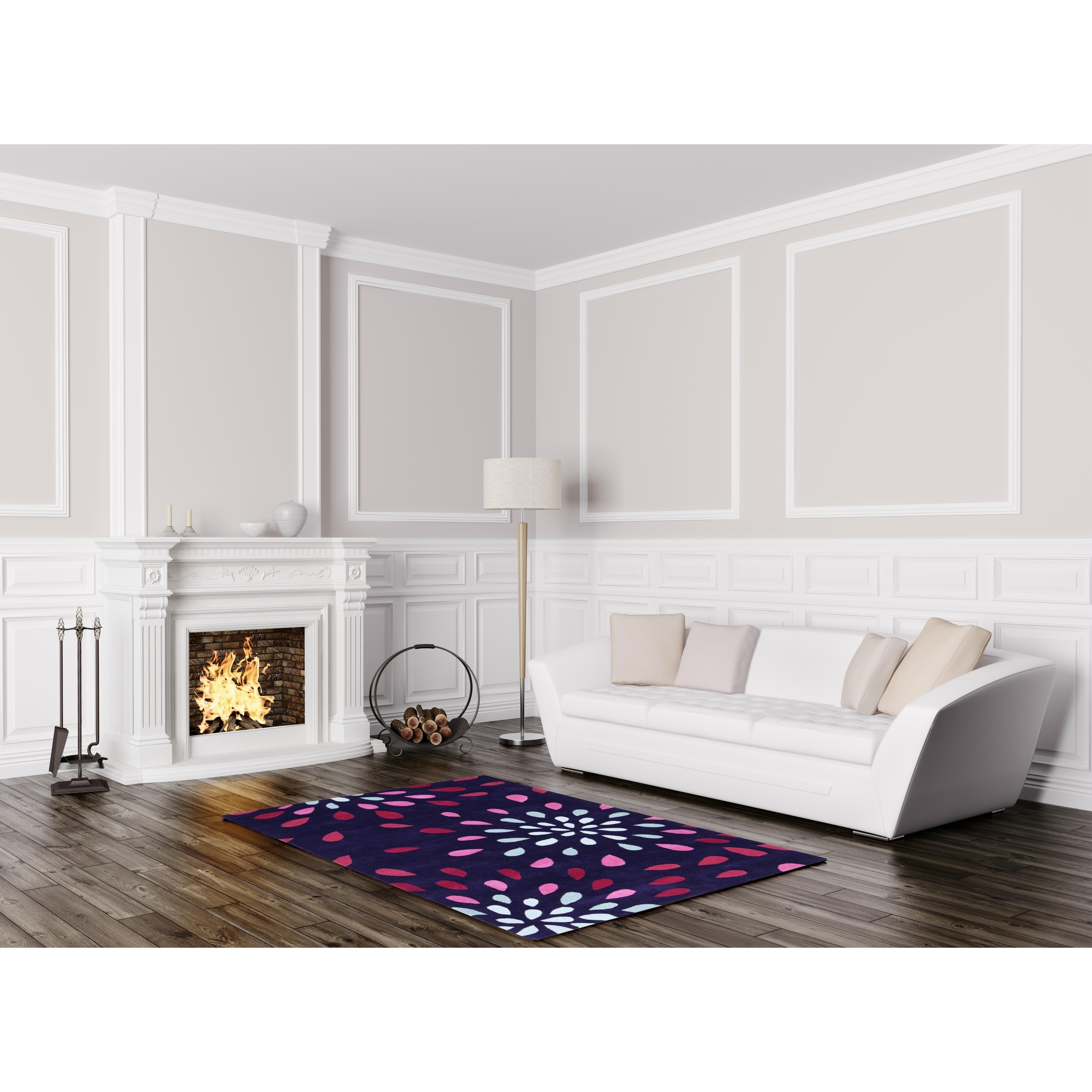 Shop Handtufted Purple Rain Wool Rug (6' Round) 6' x 6' On Sale