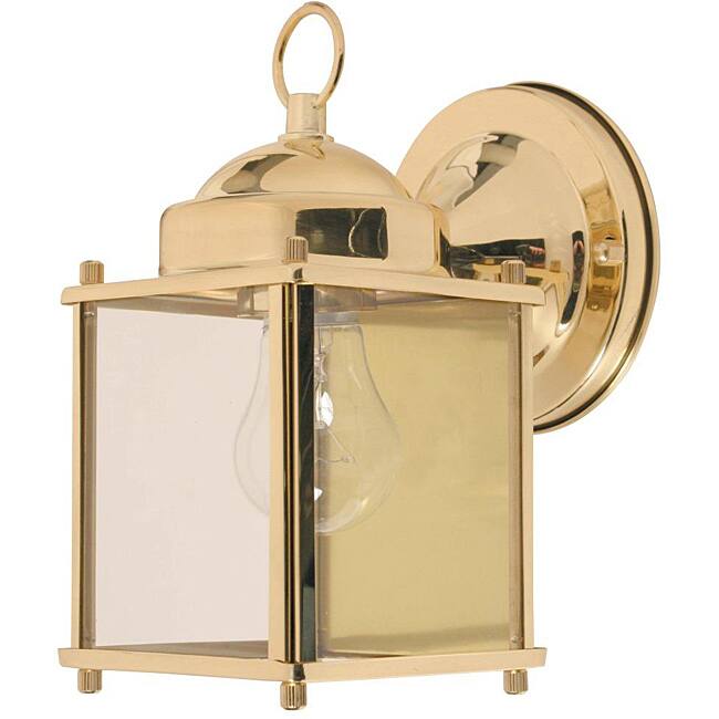 Outdoor One-Light Clear-Glass Brass Wall Light
