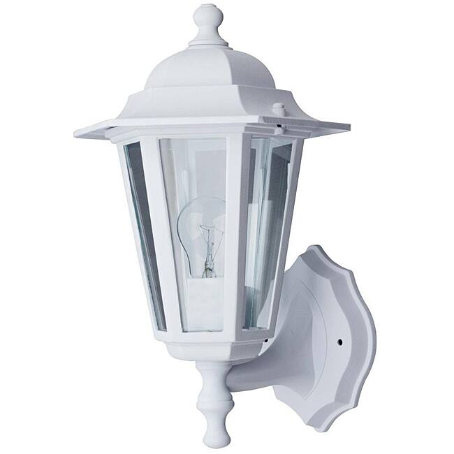 Transitional One-Light White Outdoor Wall Light with Clear Glass Shade