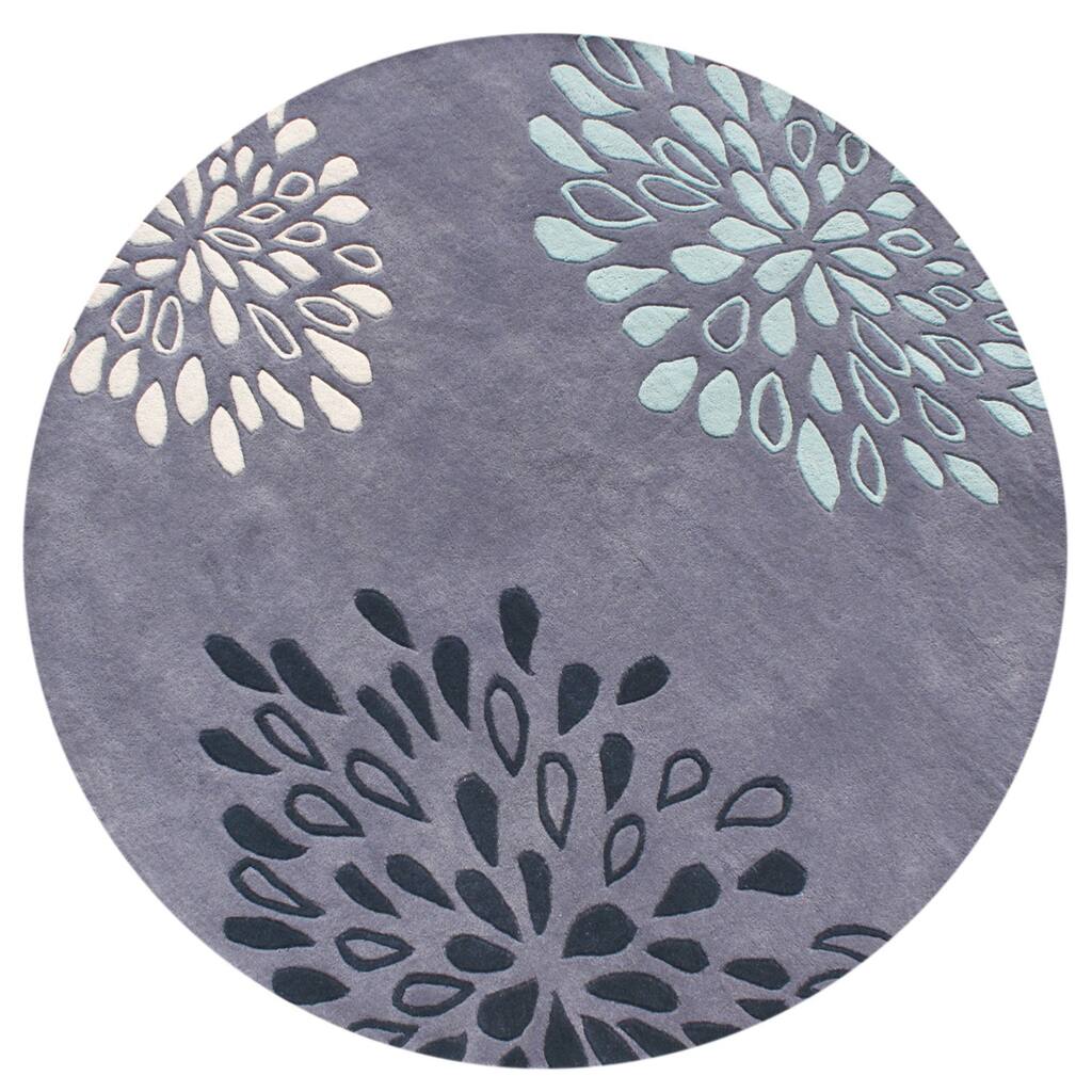 Alliyah Handmade Moon Light Blue New Zealand Blend Wool Rug - 6' x 6' Round