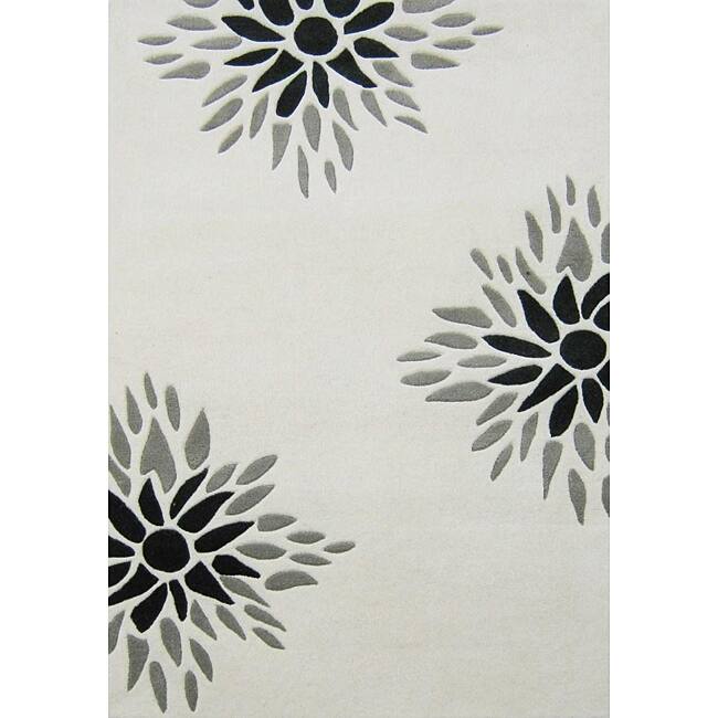 Alliyah Handmade Off-White New Zealand Blend Wool Rug - 4' x 6'