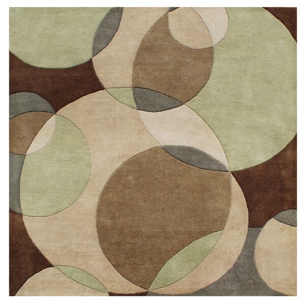 Alliyah Handmade Brown New Zealand Blend Wool Rug (6' Square) - 6'