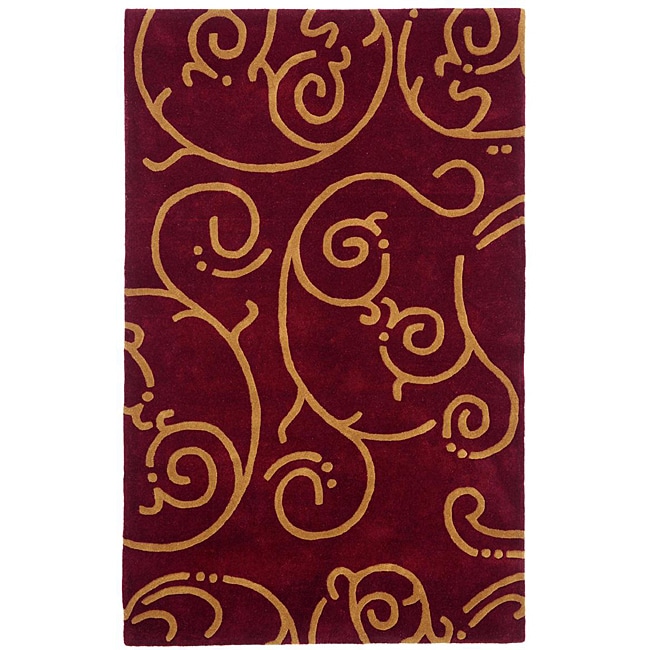 Hand tufted Archer Burgundy Wool Rug (4 X 6)