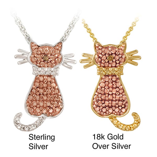 DB Designs Champagne Diamond Accent Cat Necklace DB Designs Diamond Necklaces