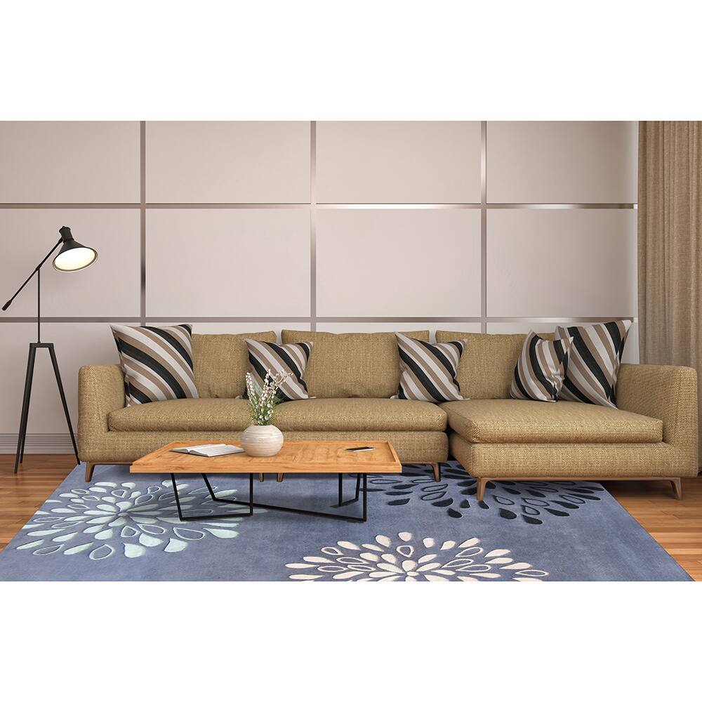 Alliyah Handmade Moon Light Blue New Zealand Blend Wool Rug - 8' x 10'