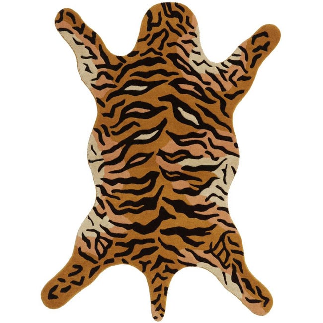 Hand tufted Tiger Orange Wool Rug (5 X 8)