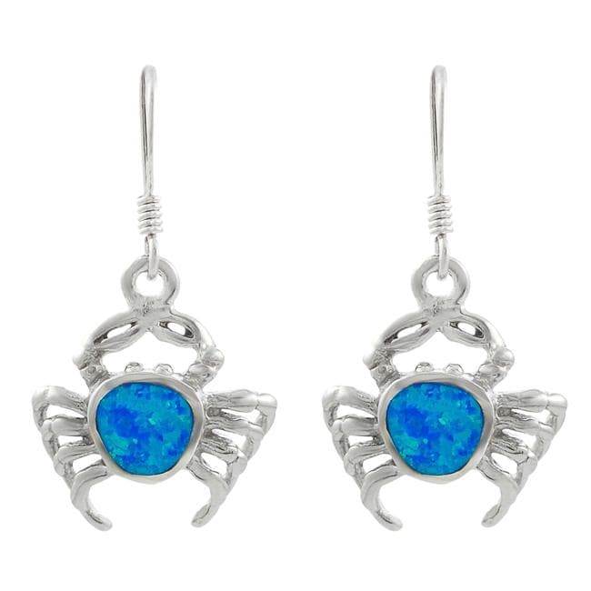 Sterling Silver Blue Opal Crab Earrings  