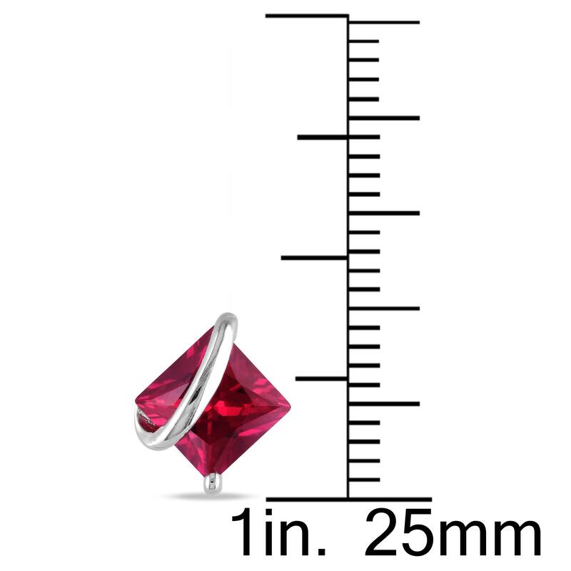 Miadora Sterling Silver Created Ruby Stud Earrings