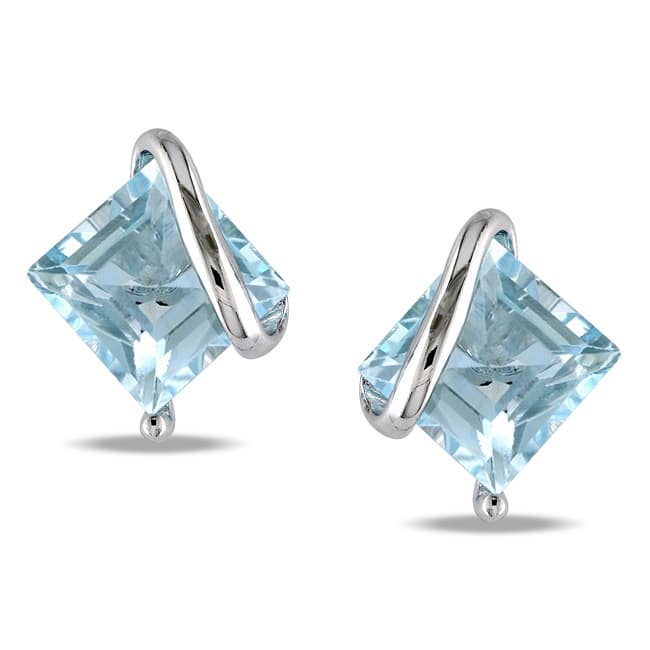 Miadora Sterling Silver Sky Blue Topaz Stud Earrings