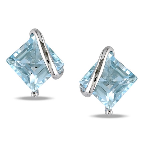 Shop Miadora Sterling Silver Sky Blue Topaz Stud Earrings - On Sale ...