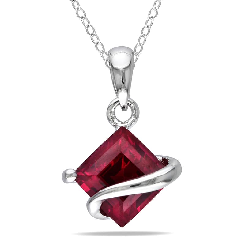 Miadora Sterling Silver Created Ruby Necklace