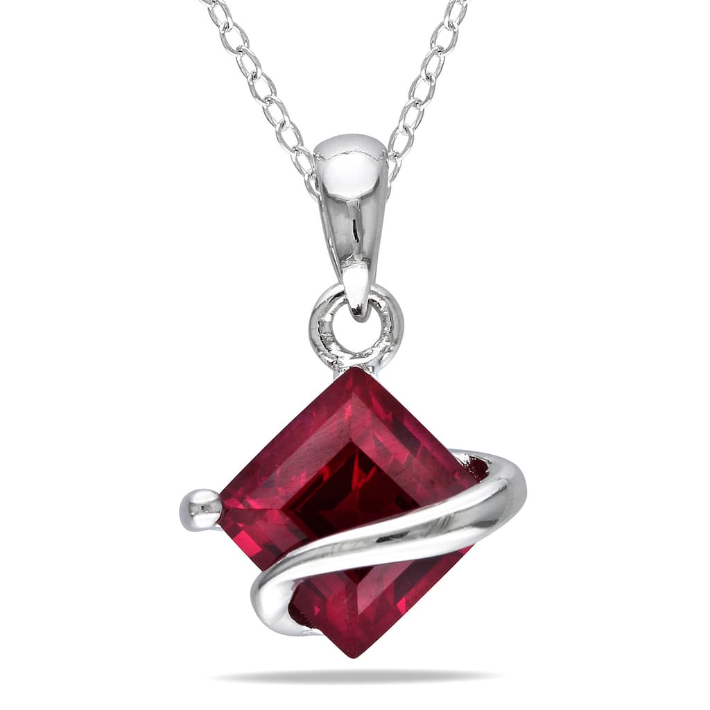 Miadora Sterling Silver Created Ruby Necklace