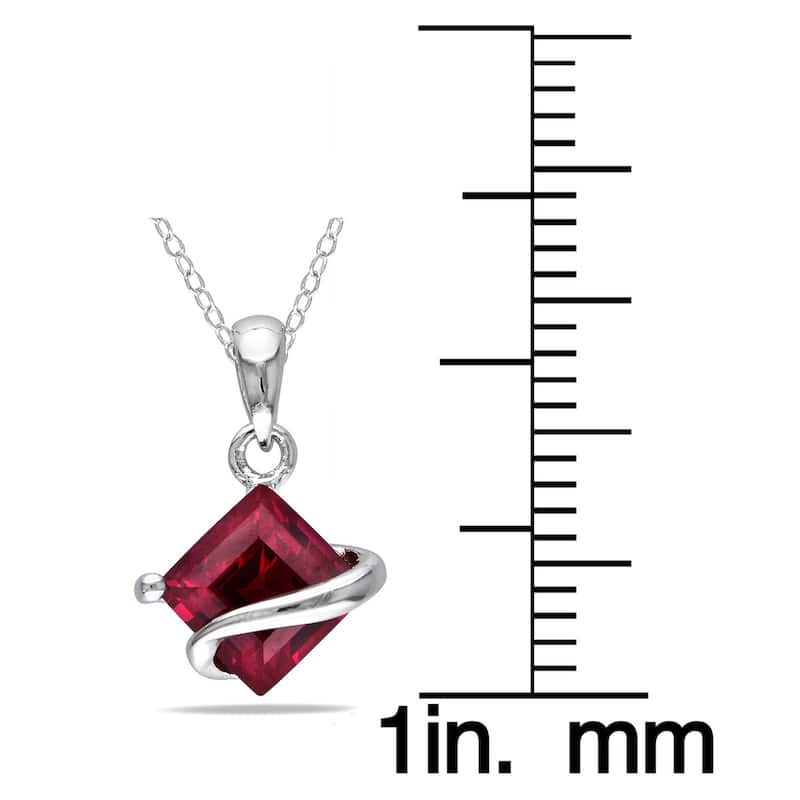 Miadora Sterling Silver Created Ruby Necklace