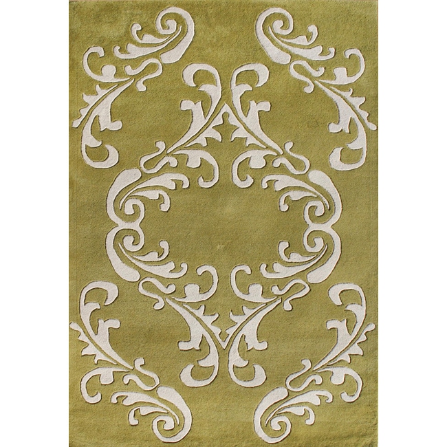 Alliyah Handmade Golden Olive New Zealand Blend Wool Rug (5 x 8