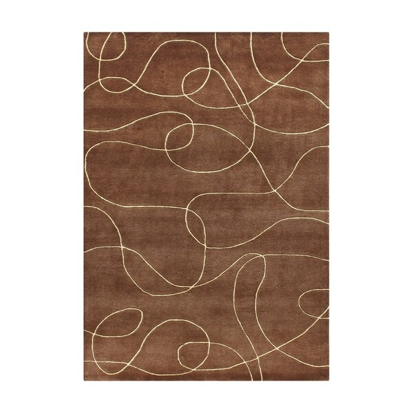 Alliyah Handmade Brown New Zealand Blend Wool Rug (8' x 10') - 8' x 10'
