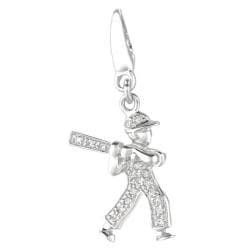 Sterling Silver Diamond Accent Baseball Player Charm Diamond Charms