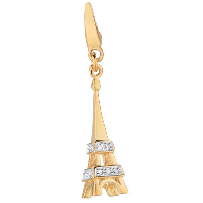 14k Gold Over Silver Diamond Accent Eiffel Tower Charm  