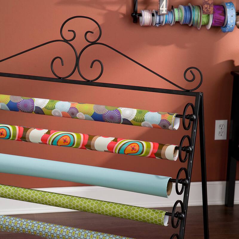 SEI Furniture Leal Black Wrapping Paper and Craft Storage Rack