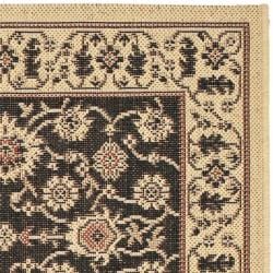 Contemporary Indoor/Outdoor Creme/Black Rug (2'7" x 5') Safavieh 3x5   4x6 Rugs