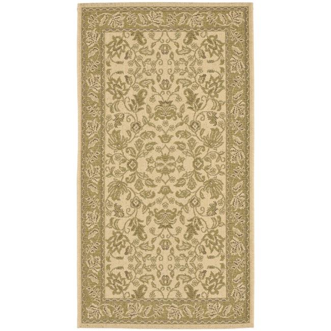 Indoor/outdoor Traditional motif Ivory/green Rug (27 X 5)