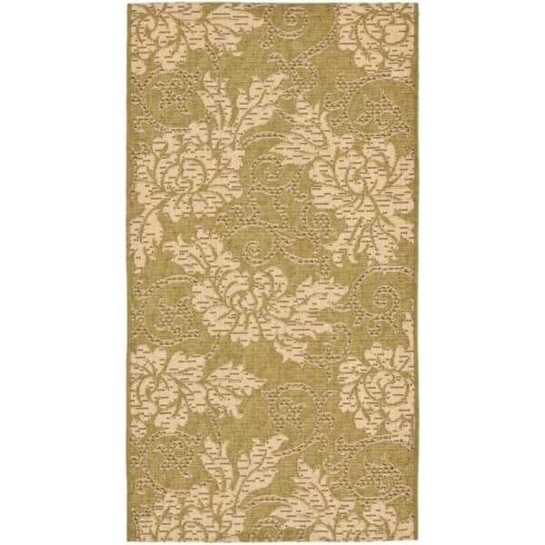 SAFAVIEH Courtyard Armida Indoor/ Outdoor Waterproof Patio Backyard Rug - 2'7" x 5' - Green/Creme