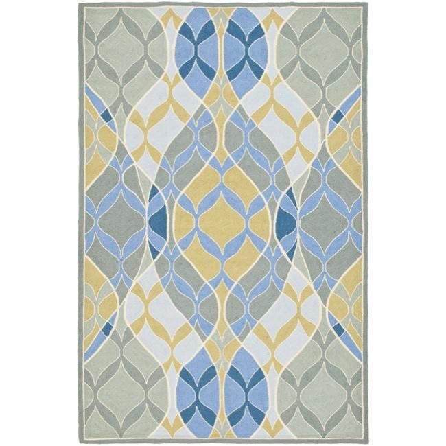 Hand hooked Chelsea Waves Multi Wool Rug (79 X 99)