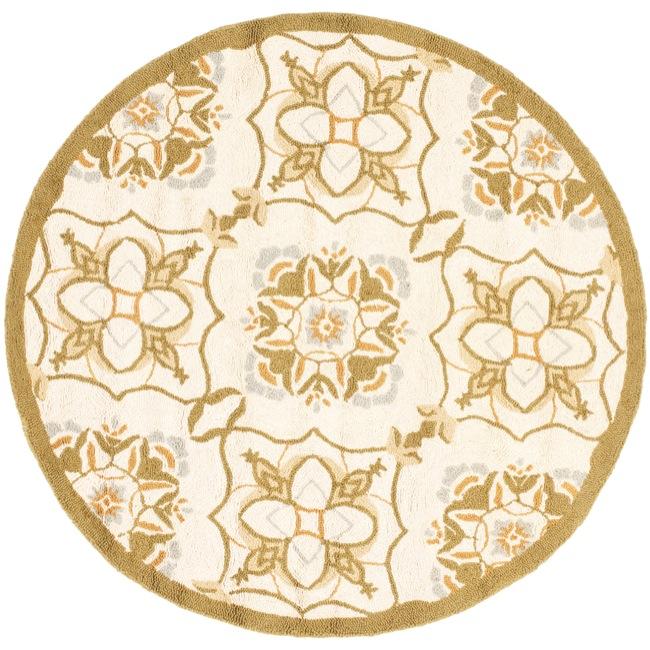 Hand hooked Chelsea Harmony Ivory Wool Rug (3 Round)