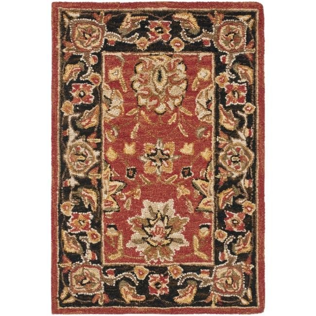 Mirco Hand hooked Chelsea Kerman Red Wool Rug (18 X 26)