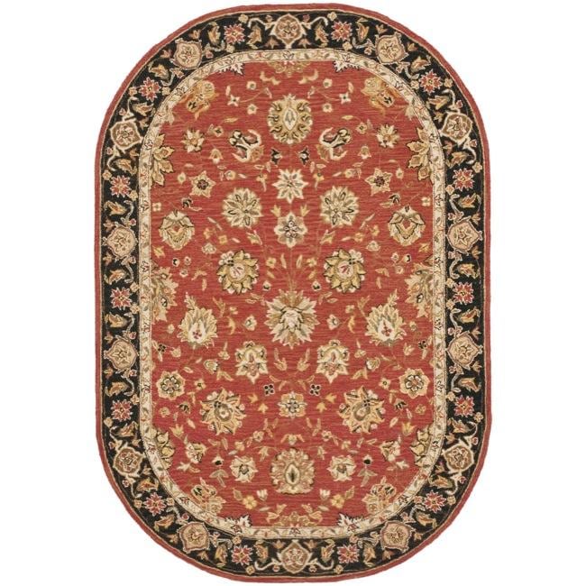 Mirco Hand hooked Chelsea Kerman Red Wool Rug (76 X 96 Oval)